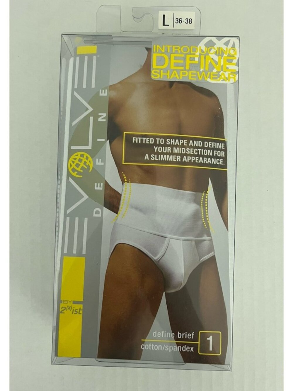 Evolve 2xst Define Shapewear Brief Men's L 36-38 White NEW